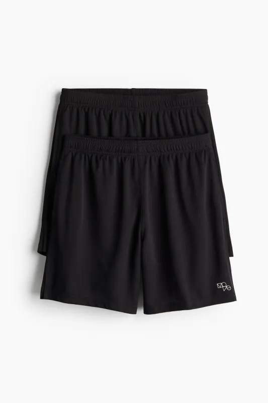 H & M - 2-pack sports shorts with DryMove - Black sold by H&M