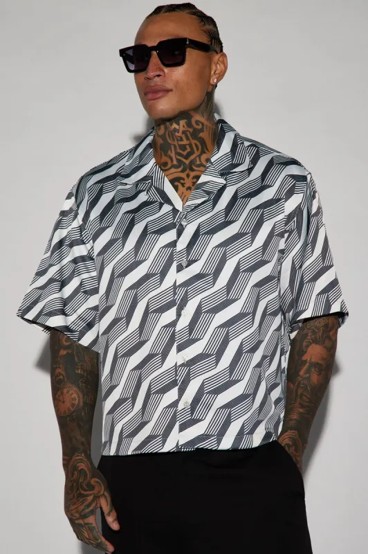 High Stepper Cropped Button Up Shirt - Black/combo sold by Fashion Nova