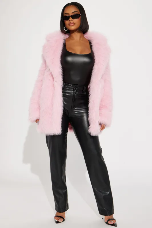 Legally Bomb Faux Fur Coat - Pink sold by Fashion Nova