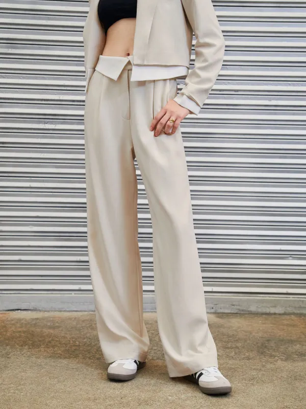 Release Me Fold Over Waistband Wide Leg Pants sold by COMMENSE
