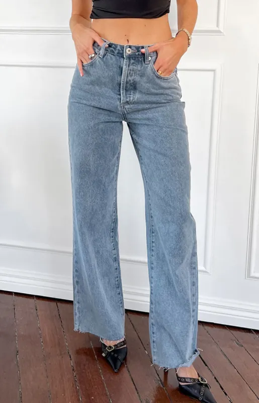 Essie Light Blue Straight Leg Jeans sold by Beginning Boutique