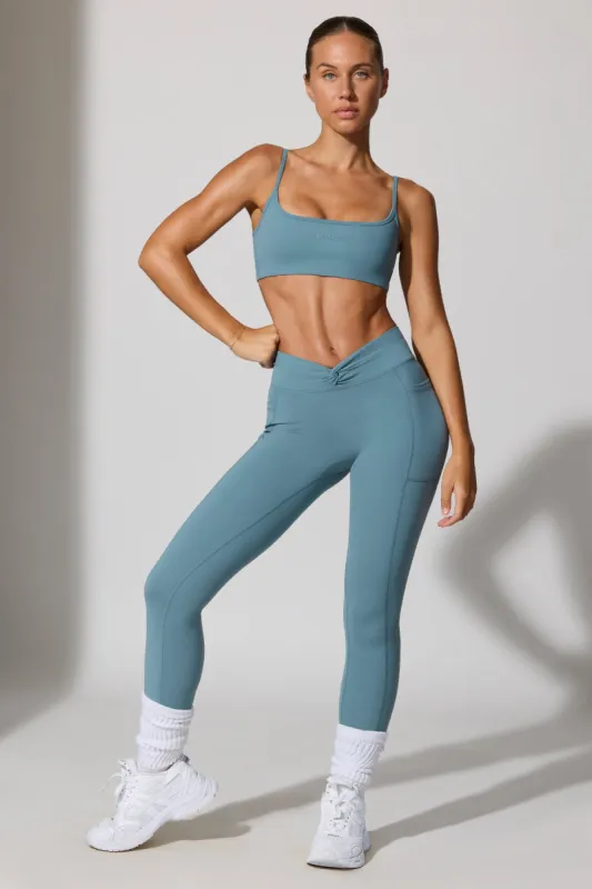 Petite Full Length Leggings with Pockets in Slate Blue sold by Oh Polly