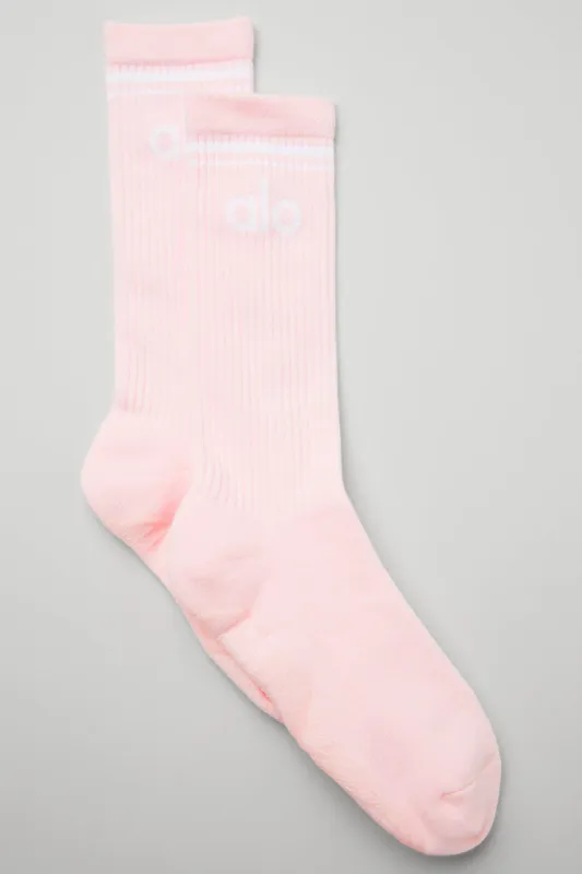 Women's Throwback Barre Sock - Powder Pink/White sold by Alo Yoga
