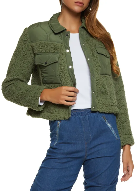 Quilted Sherpa Flap Pocket Jacket sold by Rainbow