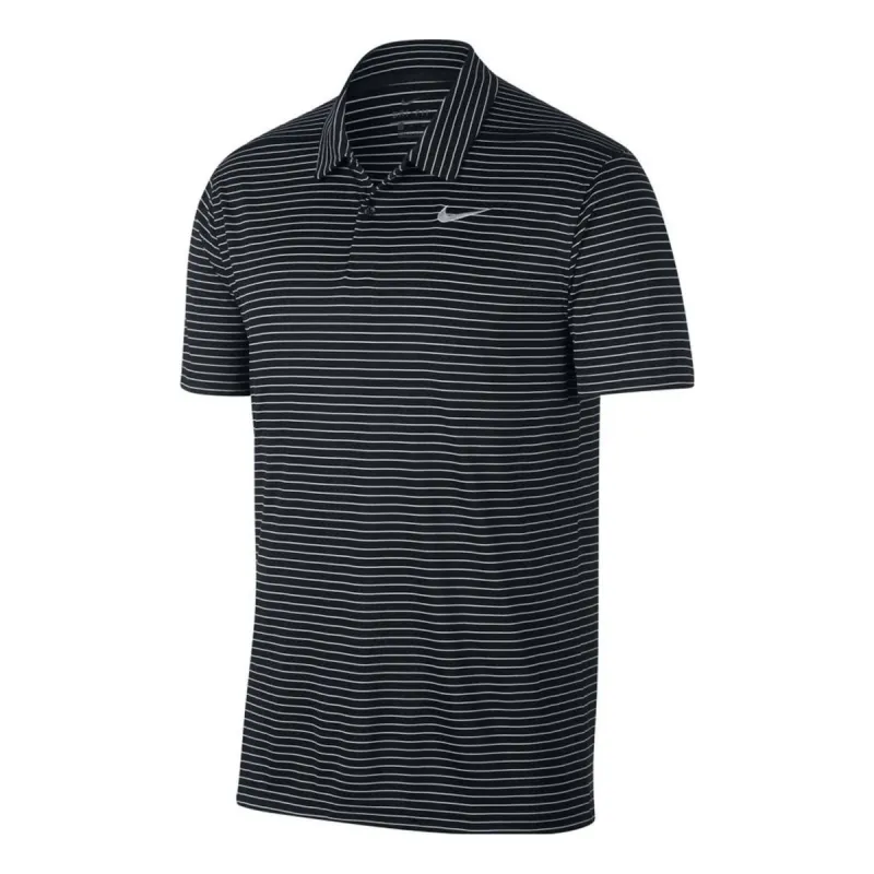 Nike Dri-fit Striped Golf Polo Shirt 'Black Summit White' AJ5482-010 sold by KicksCrew