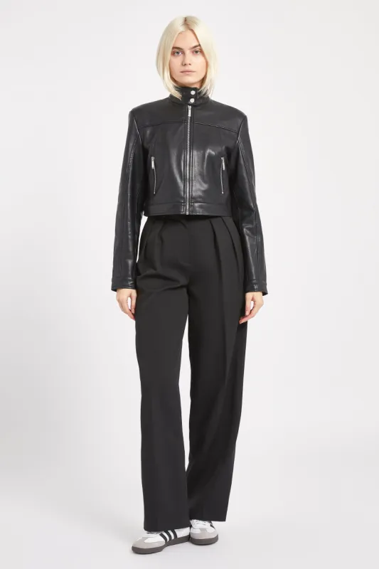 Leather Biker Jacket - Black sold by Because of Alice