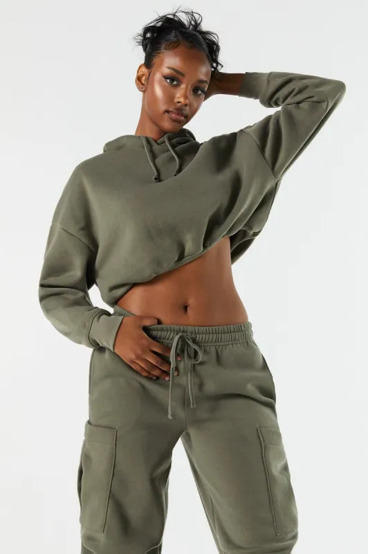 Fleece Cropped Hoodie sold by Charlotte Russe