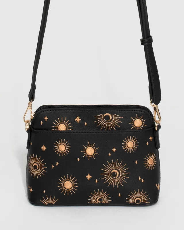 Black Embroidered Star Crossbody Bag sold by Collete Hayman