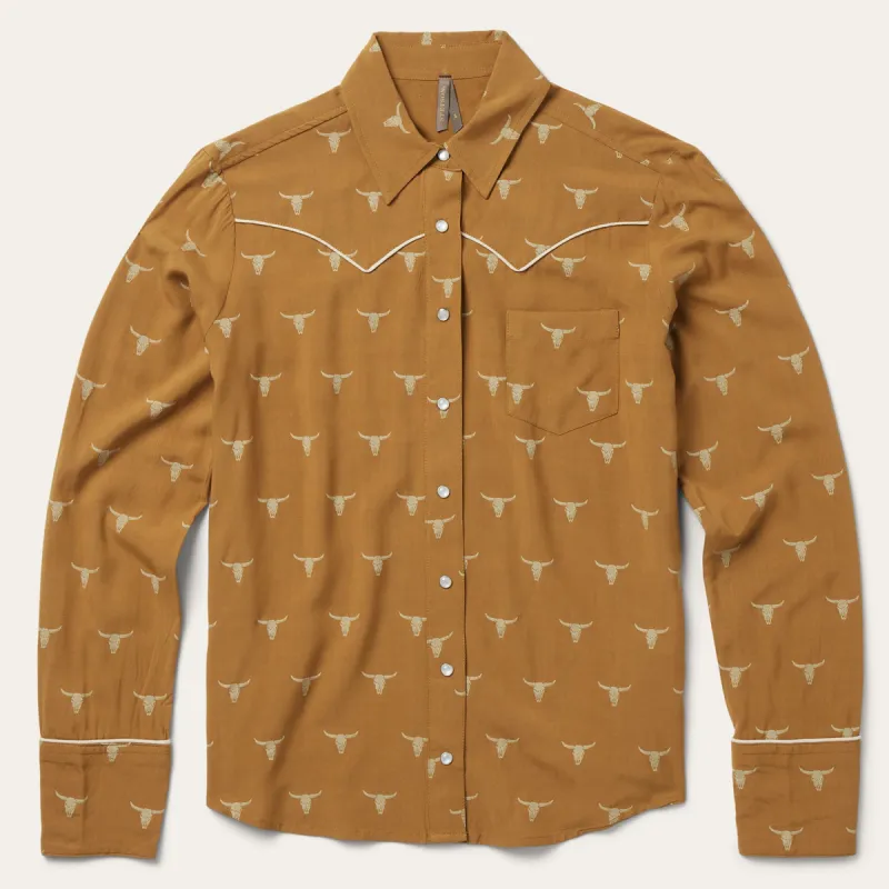 Mojave Longhorn Print Snap Western Shirt sold by Stetson