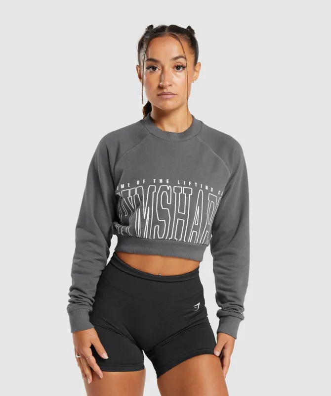 Gymshark Lifting Graphic Cropped Sweatshirt - Dark Grey sold by Gymshark