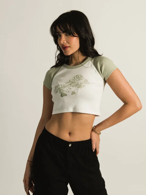 HARLOW COLOURBLOCK PRINT RAGLAN TEE sold by Harlow