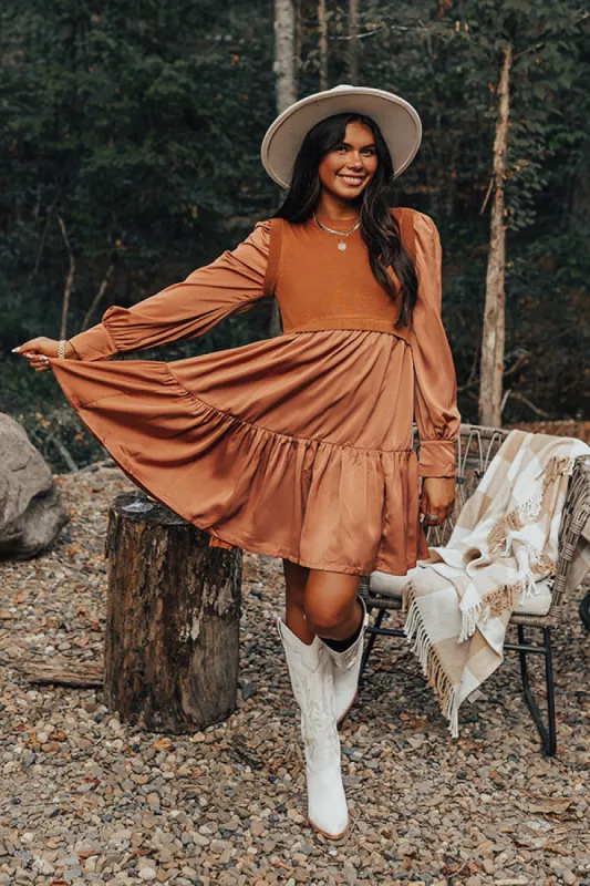 Gather The Courage Shift Dress In Camel sold by Impressions