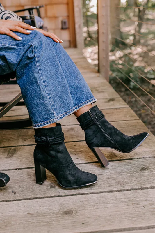 The Luna Faux Suede Bootie In Black sold by Impressions