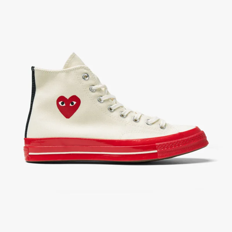 Converse x COMME des GAR�ONS PLAY Chuck Taylor Hi Off White / Red Sole sold by Livestock