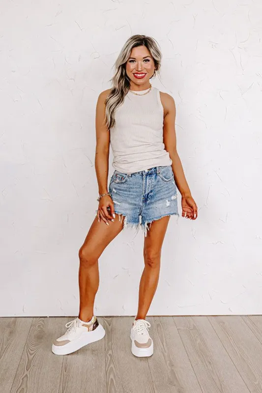 Carefree Days Ribbed Tank in Stone sold by Impressions