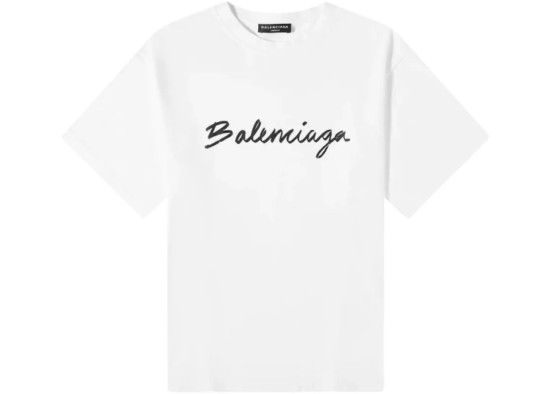 Balenciaga Signature Logo T Shirt White sold by Klay UK