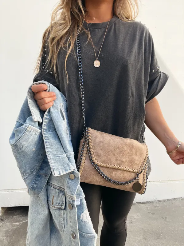 Take Away Crossbody Clutch Tan sold by Chic by Ally B