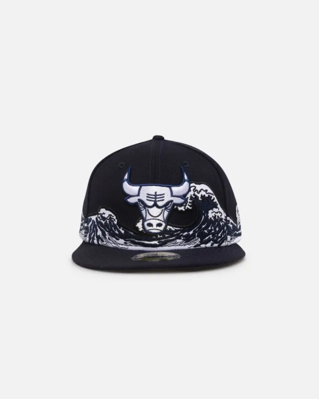 New Era Chicago Bulls "Wave" 59FIFTY Fitted Navy/White sold by Culture Kings