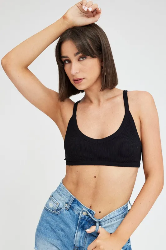 Black Bralette V Neck Seamless sold by Ally Fashion