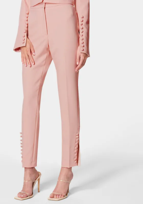 High Waist Tailored Button Detail Slim Pant sold by Bebe