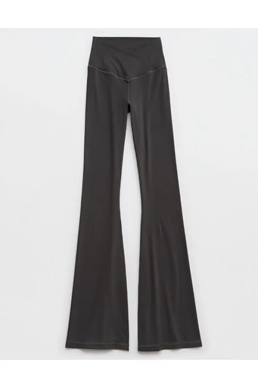 OFFLINE By Aerie Real Me High Waisted Crossover Flare Legging Women's Smoked Gray L sold by American Eagle