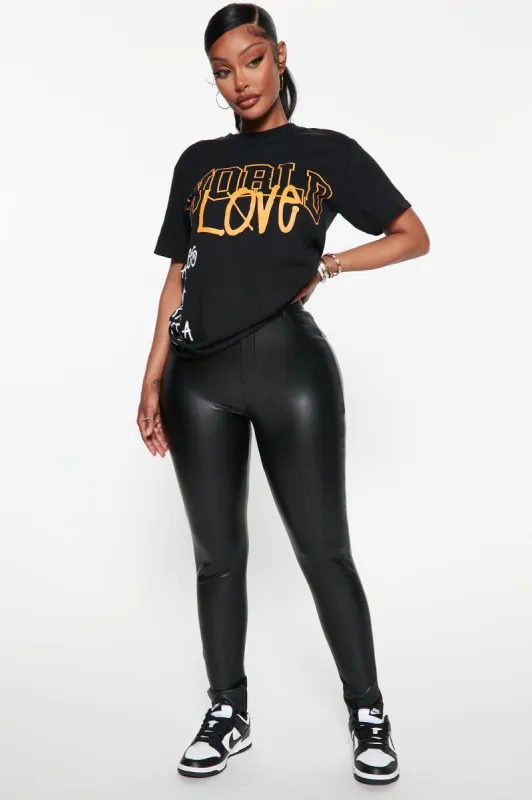 Grab The Check PU Leather Pants - Black sold by Fashion Nova