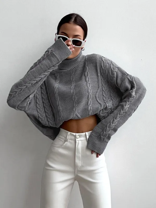 Cable Knit Turtleneck Oversized Sweater sold by COMMENSE