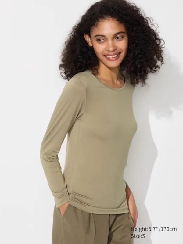 Uniqlo - Heattech Crew Neck T-Shirt - Brown - XL sold by Uniqlo