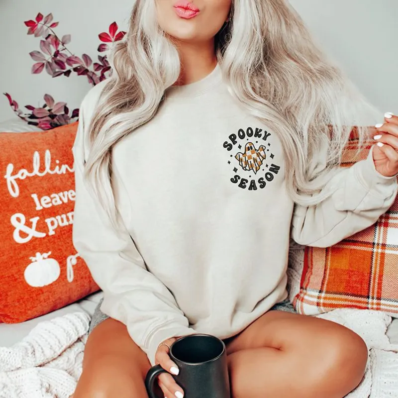 Spooky Season Embroidered Crewneck Sweatshirt - Final Sale sold by Ally and Rae
