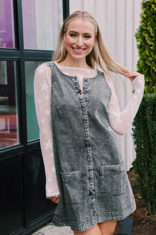 Noemie Denim Mini Dress, On Mute | Free People sold by North & Main Clothing Company