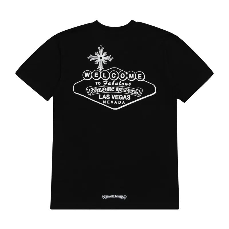 ★Chrome Hearts★ Las Vegas Exclusive Pocket Tee Black White Chrome Hearts Welcome to Las Vegas Pocket Tee Black | Parallel