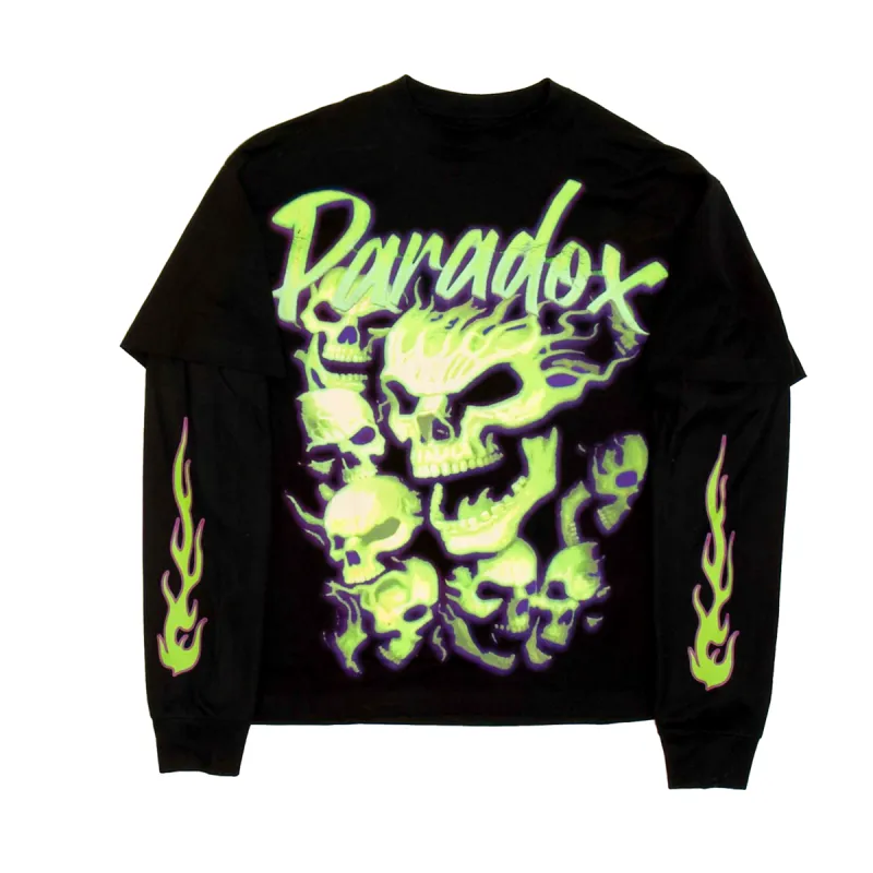 Dimmoire Dig in skullオフショルT FLAMING SKULLS” THERMAL TEE | Parallel