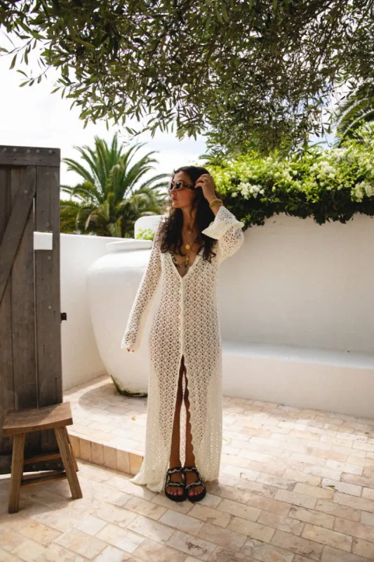 Beach To Bar Knit Maxi Dress White sold by Verge Girl