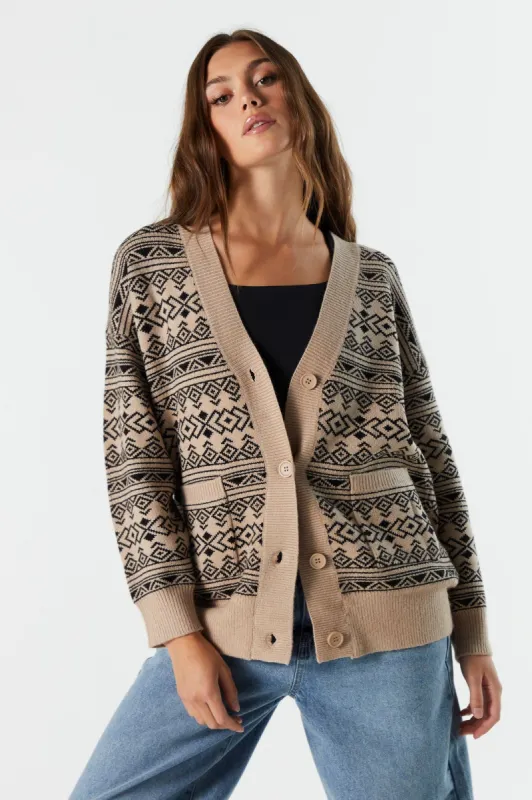 Cardigan boutonné en tricot avec motif argyle sold by Urban Planet