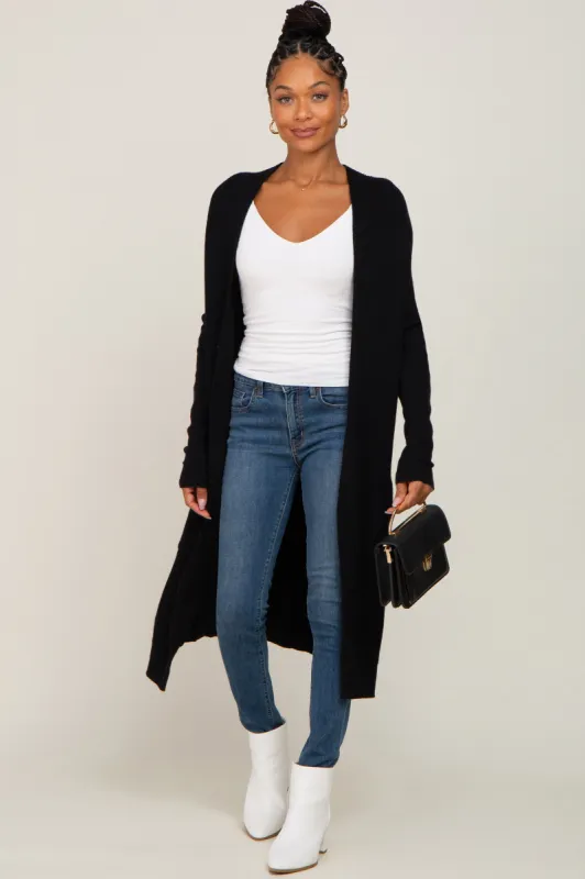 Black Open Front Long Cardigan sold by Pinkblush