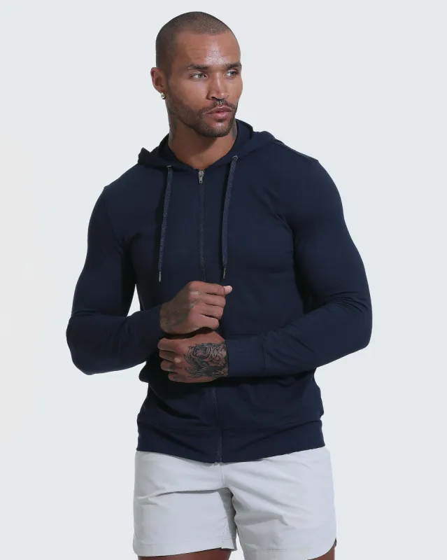 Dark Heather Navy Active Comfort Full Zip Hoodie sold by True Classic