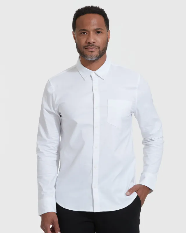 White Stretch Oxford Long Sleeve Shirt sold by True Classic