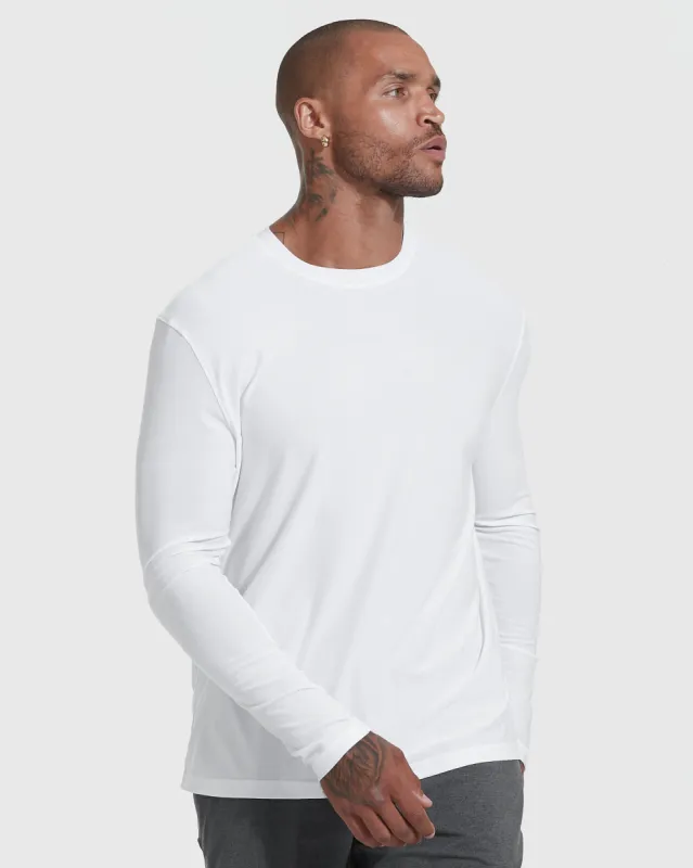 White Active Long Sleeve Crew T-Shirt sold by True Classic