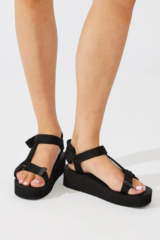 Black Wedge Slide Sandals sold by Ally Fashion