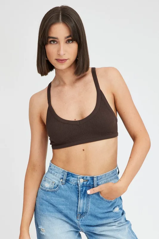 Brown Bralette V Neck Seamless sold by Ally Fashion