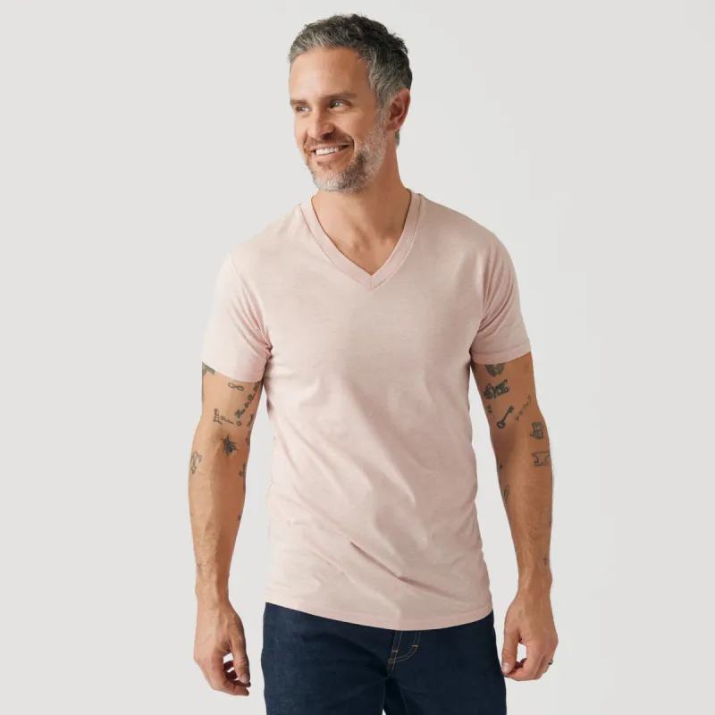 Heather Dusty Pink Classic V-Neck sold by True Classic