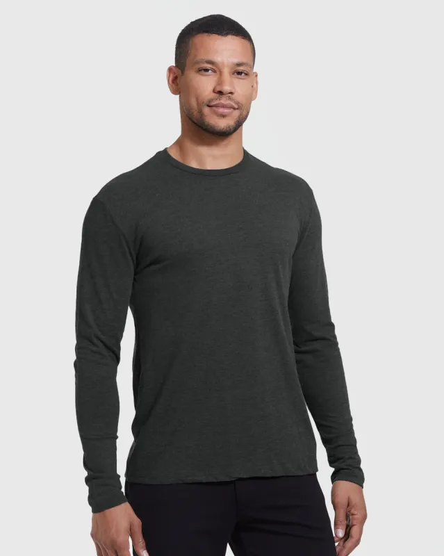 Charcoal Heather Gray Classic Long Sleeve Crew Neck sold by True Classic