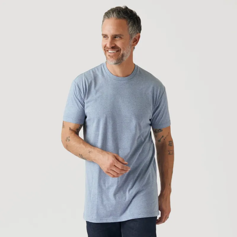 Heather Indigo Tall Round Hem Crew Neck T-Shirt sold by True Classic