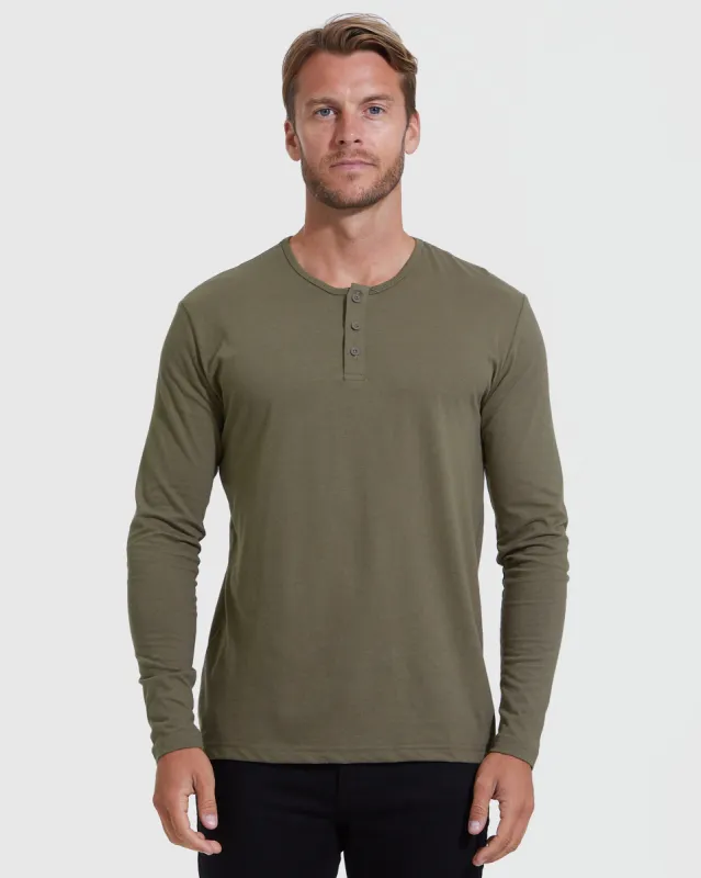 Military Green Classic Long Sleeve Henley sold by True Classic