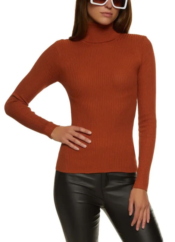 Ribbed Knit Turtleneck Top sold by Rainbow