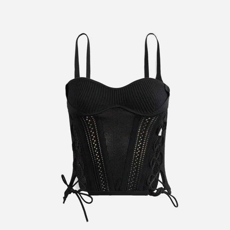 Dion Lee Laced Openwork Corset - Black sold by Kith