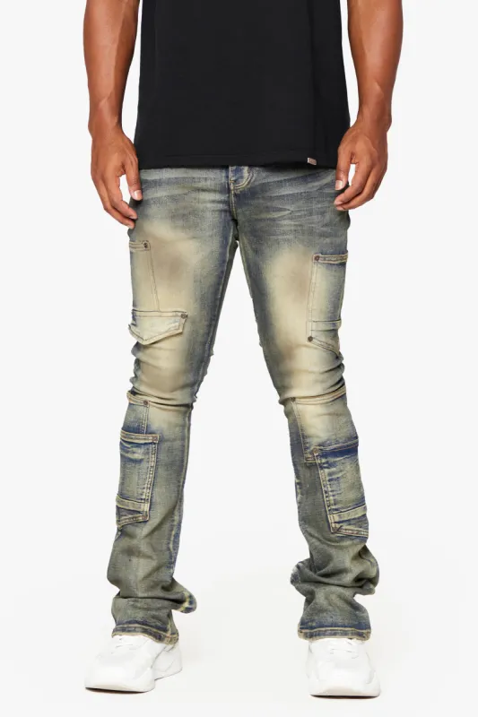 "POCROS" SUPER STACKED FLARE JEAN DIRTY VINTAGE WASH sold by valabasas
