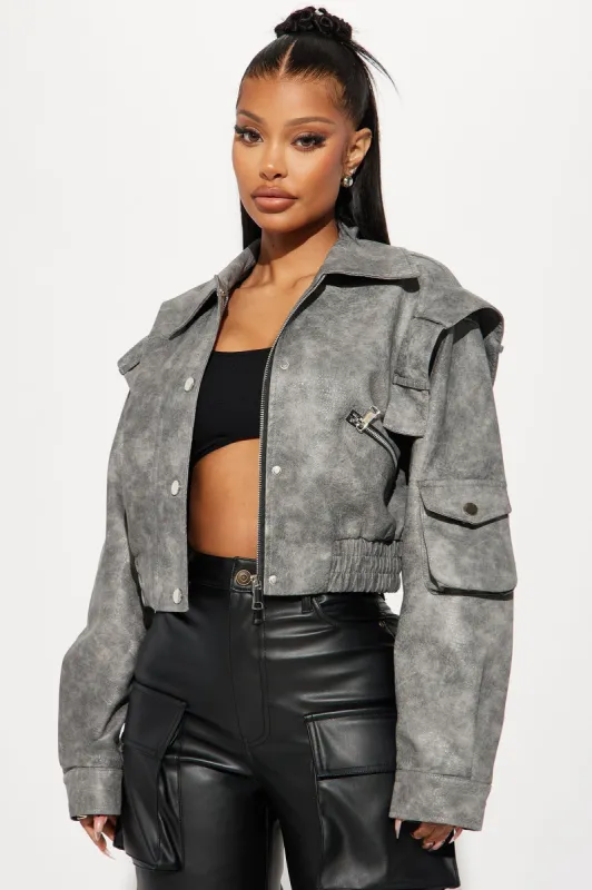 BIG SLEEVE FAUX LEATER ジャケット Oversized Faux Leather Sleeve Bomber Jacket | boohoo CA