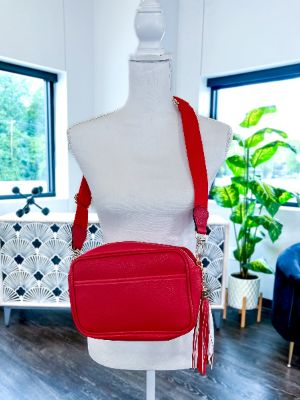 Red Faux Leather Crossbody Bag sold by ZZs