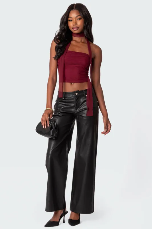 Faux Leather Straight Leg Pants sold by Edikted